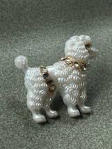 Vintage Small White Plastic Poodle Dog w Tiny Rhinestone Accents Lapel or Hat - £8.92 GBP