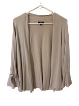 Afani Open Front Cardigan Womens Size S  Knit Tan Neutral Bell Sleeve Sw... - $14.48