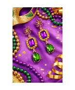 Statement Rhinestone Dangle Earrings Purple Green Yellow Gold Tone - $11.83