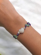 Daisy bracelet 7” purple green Metallic NEW - £11.34 GBP