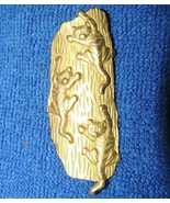 JJ Brooch/ Pin 2.75&quot; gold tone cat kitten climbing tree costume jewelry ... - £9.19 GBP