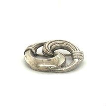 Vintage Signed Sterling K&amp;B Mid Century Repousse Carved Swirl Round Brooch Pin - £67.26 GBP