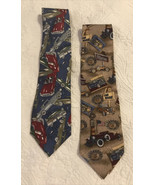 2 Men’s Neck Ties Enterprise Tango Max Raab Americana Vintage Cars Gas P... - £29.45 GBP