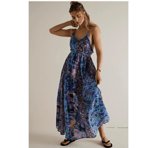 New Free People Moondive Maxi Dress $168 X-SMALL Purple ADJUSTABLE STRAPS  - £84.91 GBP