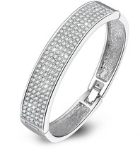 Diamond Accent Crystal Pave Bangle Bracelet For Women 7.8 inches - Queen Snow - £56.92 GBP