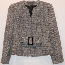 Liz Claiborne Womens 8 Lined Houndstooth Buckle Belt Jacket Vented Long Sleeves - £15.44 GBP