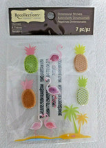 7 Pc Recollections Dimensional scrapbooking Stickers Pineapple Flamingo ... - £4.66 GBP