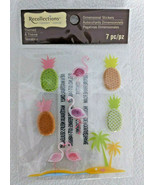 7 Pc Recollections Dimensional scrapbooking Stickers Pineapple Flamingo ... - £4.67 GBP