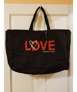 Victoria&#39;s Secret LOVE Black Canvas Weekender Tote/Beach/Shoulder Bag NWT - £21.11 GBP