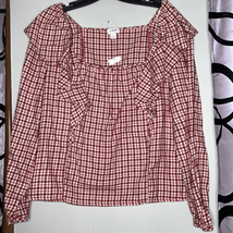 J.Crew Flannel squareneck ruffle top NWT size large - £18.73 GBP