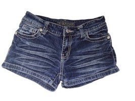 SMO Sand Mountain Outfitters Stretch Denim Shorts Jrs Sz 5 Crinkle Bling Wings - £12.45 GBP