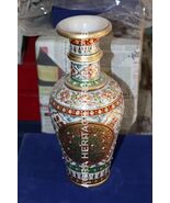 14&quot; White Marble Flower Vase Hand Painted Jaipuri Design Wedding Best Gi... - €397,90 EUR