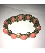 coral stretch beaded rhinestone bracelet - £7.18 GBP