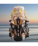 Carved Candles Decor Handmade Gift Colourful Design Handcrafted Black Ye... - €27,72 EUR