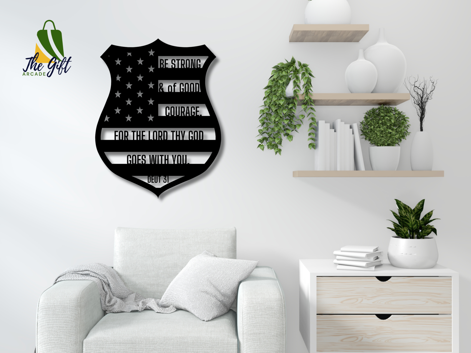 Be Strong & Courageous - Christian Police First Responder Metal Wall Art- Deu.31