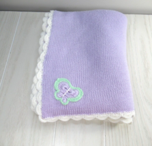 Koala Baby Lavender Purple Butterfly Baby Blanket sweater knit white sca... - £31.64 GBP