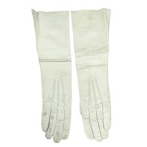 VTG White Leather Ladies Gloves Made in France for Saks Sz 7.5 1950s - £27.74 GBP