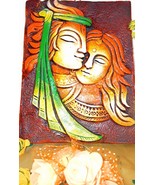 Handmade Terracotta Clay Radha Krishna Face Hanging Carving Painting - $73.60 CAD