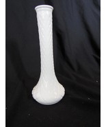 Vintage Hoosier White Pressed Milk Glass Bud Vase Cross Hatch 9&quot; Tall  - €16,54 EUR