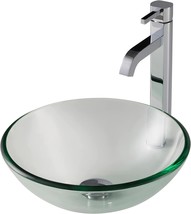 Kraus C-Gv-101-14-12Mm-1007Ch Clear 14&quot; Glass Vessel Sink And Ramus Faucet - £187.04 GBP