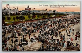 Coney Island NY Surf Ave From Coney Island To Brighton Beach 1920s Postcard C33 - £5.54 GBP