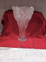 Shannon Crystal By Godinger Frosted Rose 14&quot; Bouquet Vase 24% Lead Crystal Irish - £55.48 GBP