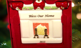 Lenox 2015 Bless Our Home Fireplace Christmas Ornament Ceramic w/box - £11.63 GBP