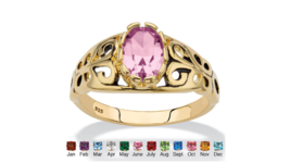 Oval 14K Gold Over Sterling Silver Filigree Alexandrite Ring Size 5 6 7 8 9 10 - $99.99