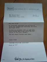 Vintage Sears Letter From Customer Service 1960&#39;s - $2.99