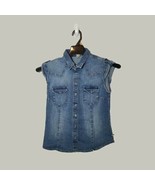 Mavi Jeans Denim Vest Girls Youth Medium With Snap Front and Pockets - $9.99