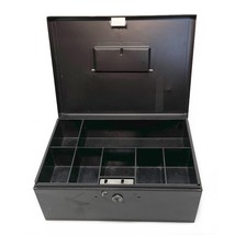 Vintage Oxford Metal Cash Coin Lock Black Box With Tray No Keys 10 x 7 x... - £16.78 GBP