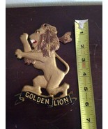 VINTAGE GOLDEN STANDING LION METAL WALL PLAQUE - $25.00