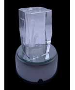 Saxophone 3D Laser Hologram Glass Cube on Revolving Stand Cord Plug In M... - $22.19