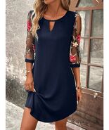 Luxury Dress Women's Mid Sleeve Printed Round Neck Mini Skirt Summer Par... - $21.99