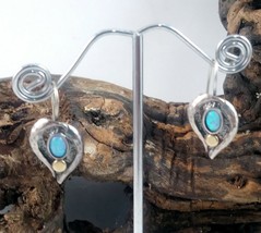 Designer Opal Sterling &amp; 14K Gold Drop Earrings - £35.52 GBP