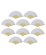 10 WHITE FANS Folding Paper Hand Fan Pocket Wedding Plain Bamboo Set Lot... - €11,09 EUR