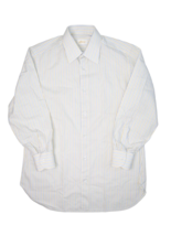 Brioni Shirt Mens 15.5 White Striped Long Sleeve Button Up Made in Italy Cotton - $43.39