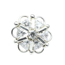 Hexagone Indien 925 Argent Massif Blanc Zircone Clouté Nez Bague Push Broche - £10.26 GBP