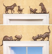 2-Pc. Set Playful Metal Window Door Corner Decorations Cat or Dog Figurines - $9.63