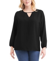 Terra &amp; Sky Women&#39;s Plus Woven Long Sleeve Blouse Black Size 1X 16-18W NEW - £12.79 GBP