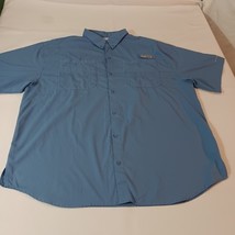 Columbia FM7266 Omni-Shade Men&#39;s 2XL Blue Shirt PFG Vented Fishing Short... - $17.81