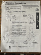 Magnum Airless Sprayer Form 309225 Operating Instructions English Graco Manual - £25.67 GBP