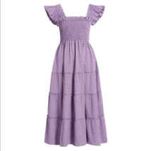 NWT Hill House Ellie Nap Dress in Plum Floral Brocade Smocked Tiered Mid... - $185.00
