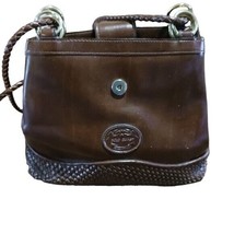 Gold Coast Handbag Braided Brown Leather Shoulderbag - £36.03 GBP