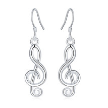 Fashion women elegant 925 Silver Musical notes Earring Jewelry wedding c... - £5.79 GBP