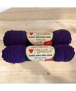 Vintage Red Heart 4 Ply &amp; Crochet Wintuk Yarn 2 Skein Acrylic Amethyst P... - $224.31 MXN