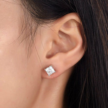 14k White Gold Finish 2.0Ct Princess Cut Diamonds Stud Solitaire Bridal Earrings - £31.25 GBP
