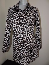 CJ Banks Button Down Shirt Animal Print Brown Black White Career Plus Size 1X - £26.06 GBP