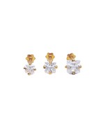 22ct Yellow Gold &amp; Cubic Zirconia Nose Studs/Nose Pin Screw Back (3MM-4MM) - $50.12+