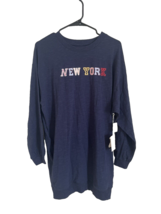 New GAP Women Navy Blue Nightgown Dress Sz S Cotton Long Sleeve New York Graphic - £27.23 GBP